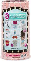 Toy packaging with character and item illustrations on a pink background