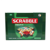 Packaging for Scrabble Original word game showing the game board and pieces with the text 'EVERY WORD COUNTS!' and the Scrabble logo.