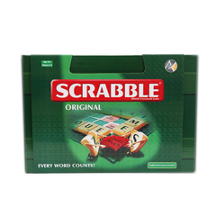 Packaging for Scrabble Original word game showing the game board and pieces with the text 'EVERY WORD COUNTS!' and the Scrabble logo.