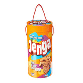 Jenga game packaging with colorful design on a white background