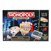 Monopoly Ultimate Banking game box with branding and product features.