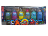 Packaged toy set with colorful bottles featuring 'Among Us' branding.