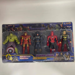 Packaged set of superhero action figures with 'Avengers' branding on a white background