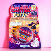 Packaging of Exciting Putty with colorful design on a pink background