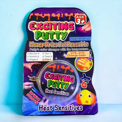 Exciting Putty packaging with colorful text and graphics on a blue background