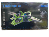 Box of a toy starfighter with remote control on a white background