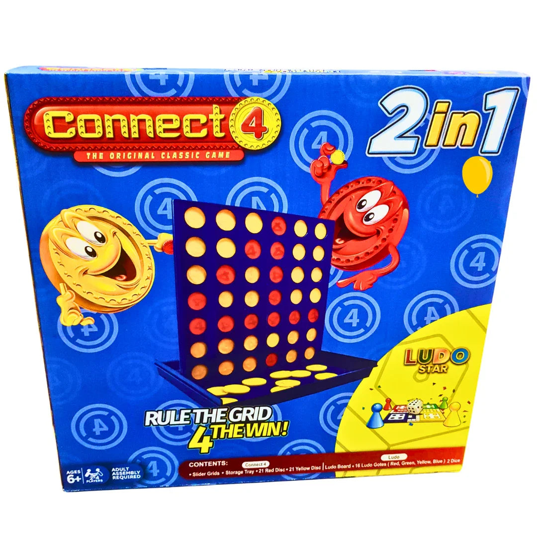 Connect 4 2-in-1 game box with colorful design on a white background