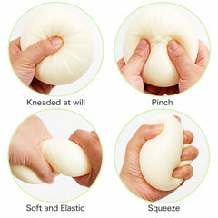 Dumpling Squishy Stress Ball with Mini Steamer – Cream Color – Fidget Toy for Kids & Adults