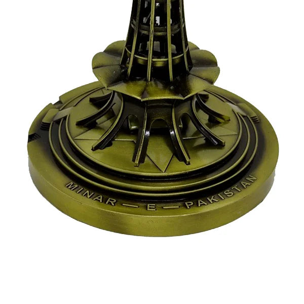 Bronze statue of Minar-e-Pakistan on a white background