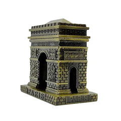 Model of the Arc de Triomphe with 'Paris' inscribed on it, on a white background