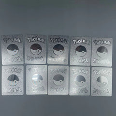 Pokémon cards arranged in a grid on a gray background