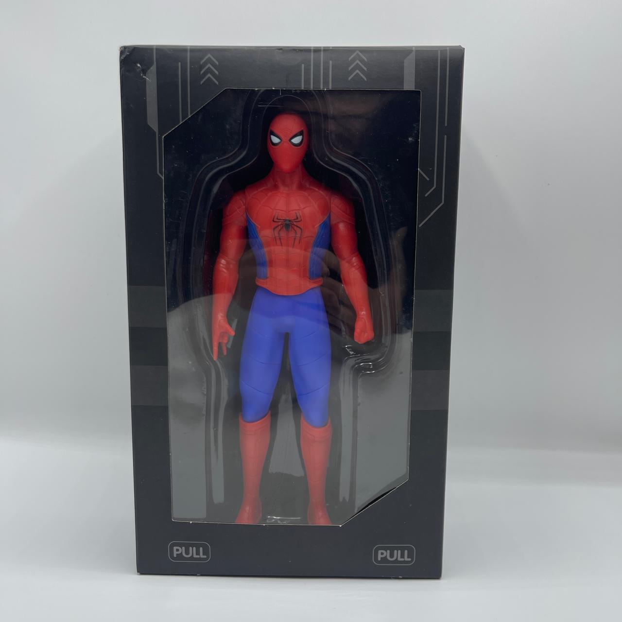 Spider-Man action figure in a black packaging box on a white background