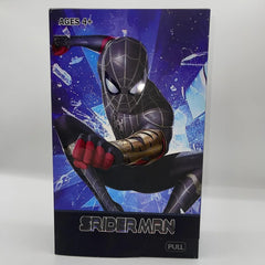 Spider-Man toy figure packaging with blue and black design