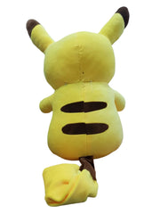 Plush toy resembling a yellow creature with brown accents on a white background